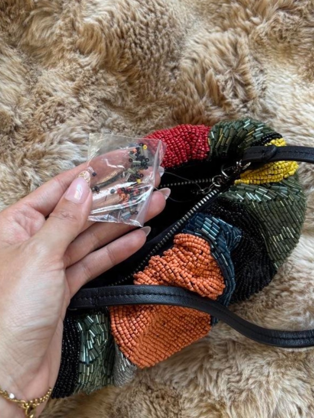 STAUD Multicolor Beaded Bean Bag Shoulder Bag (Rare) - Picture 7 of 7